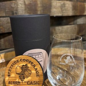 Speyside Cooperage Engraved Glass & Wooden Coaster Gift Set